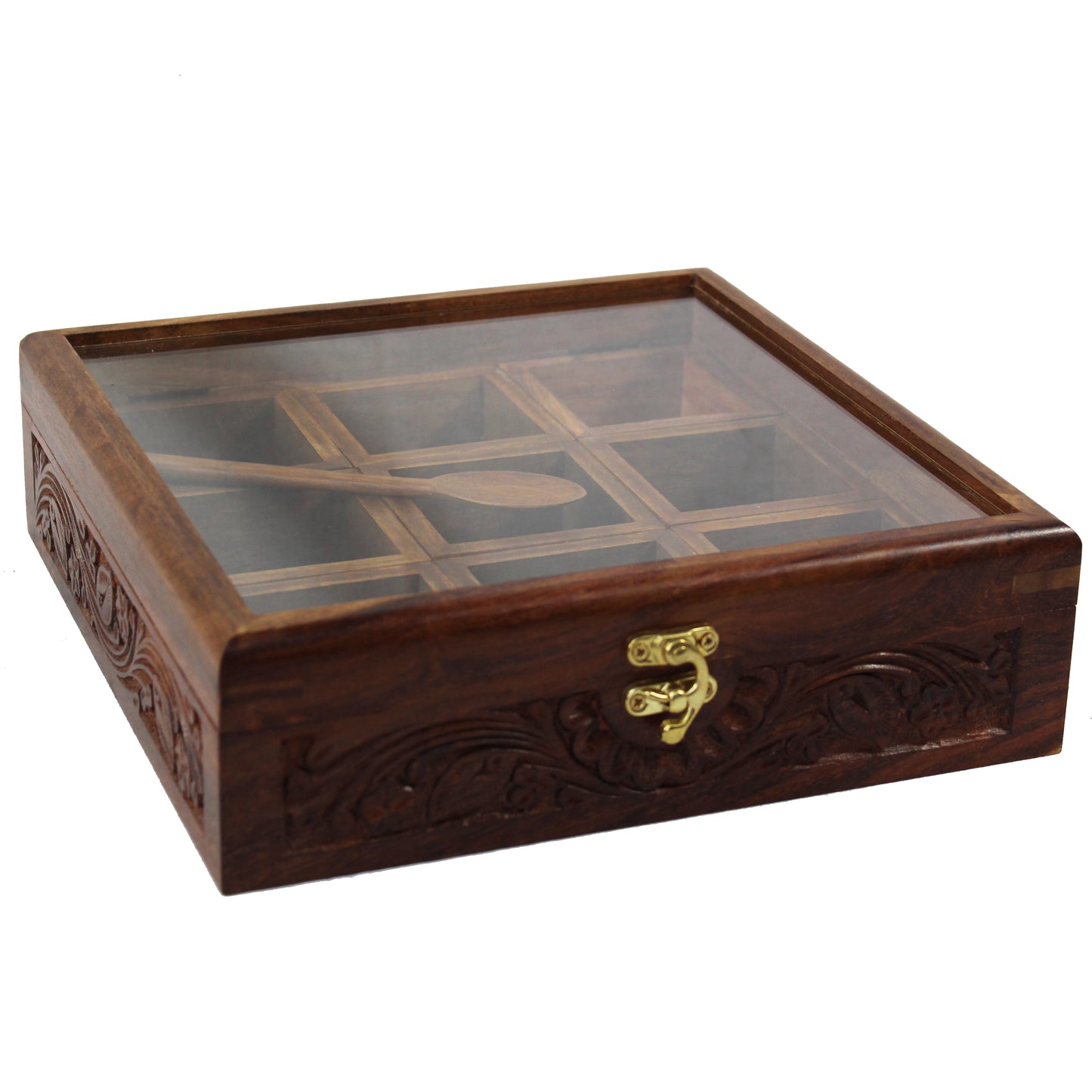 Natural Geo Rosewood Spice Organizer Box
