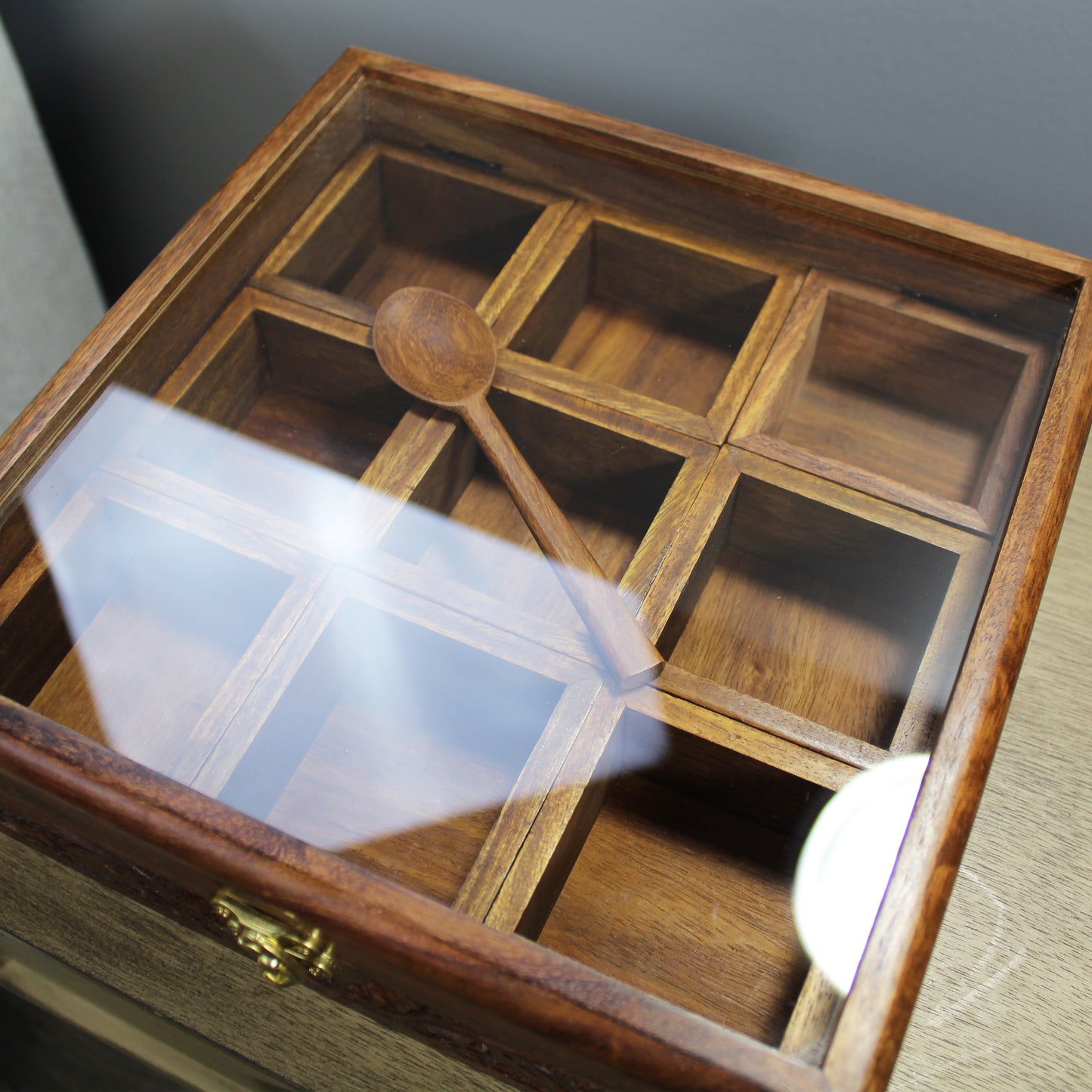Natural Geo Rosewood Spice Organizer Box