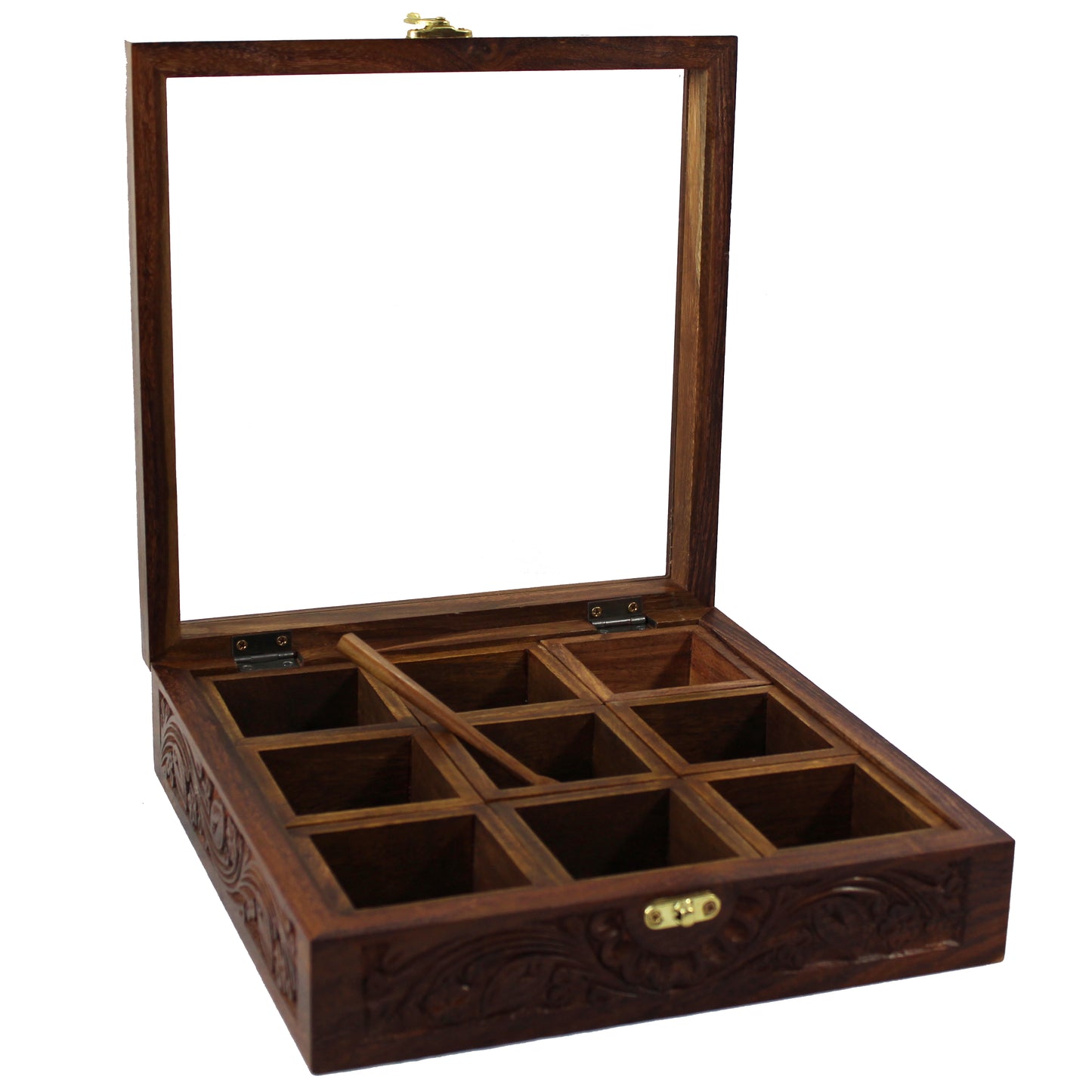 Natural Geo Rosewood Spice Organizer Box