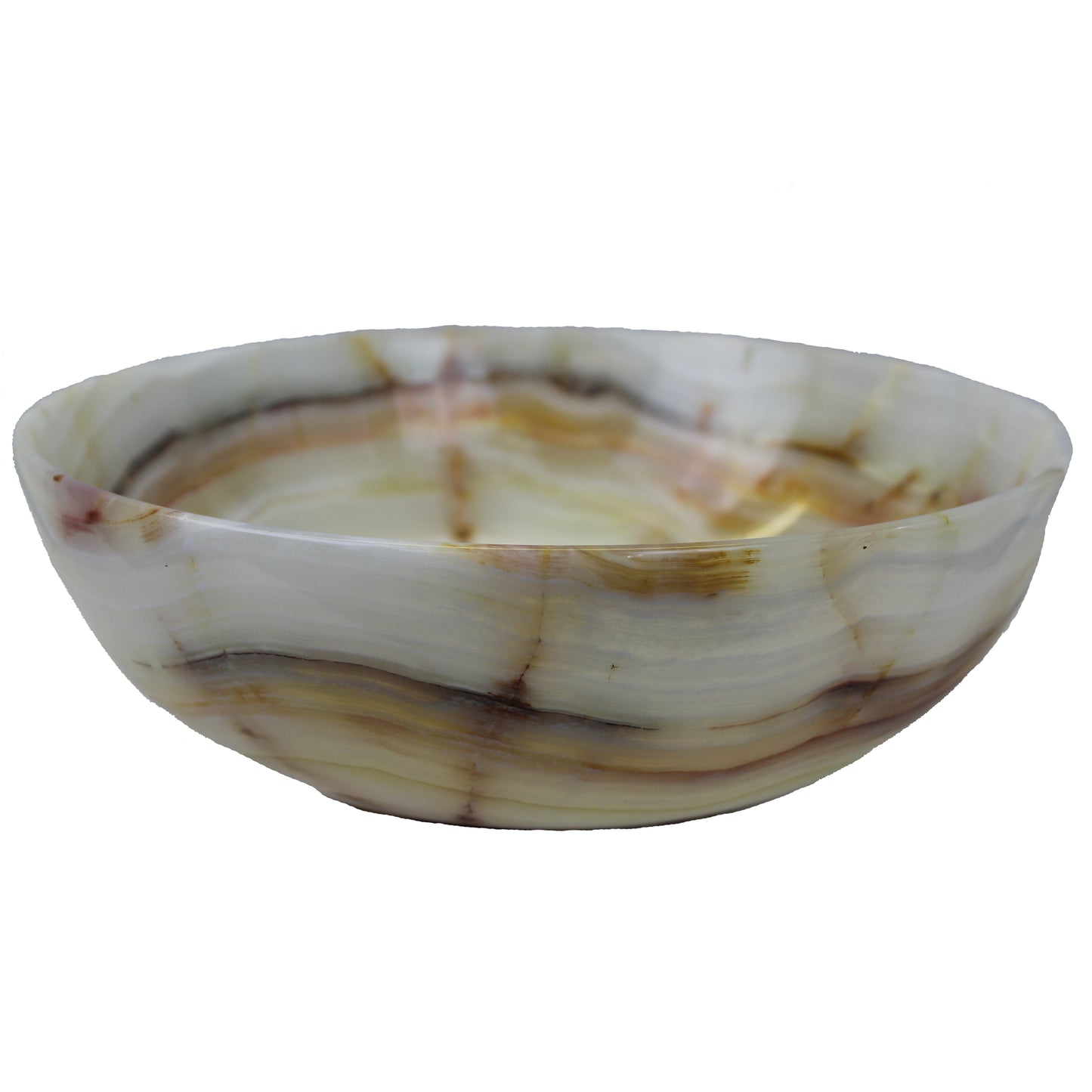 Natural Geo Multicolored Decorative Handcrafted 12" Onyx Bowl