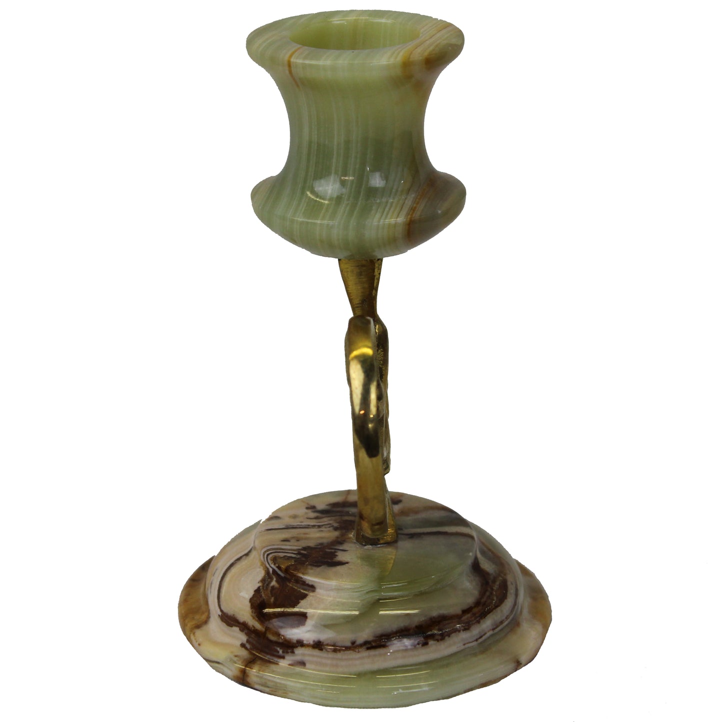 Natural Geo Multicolored Handcrafted 3" Onyx Single Candle Holder