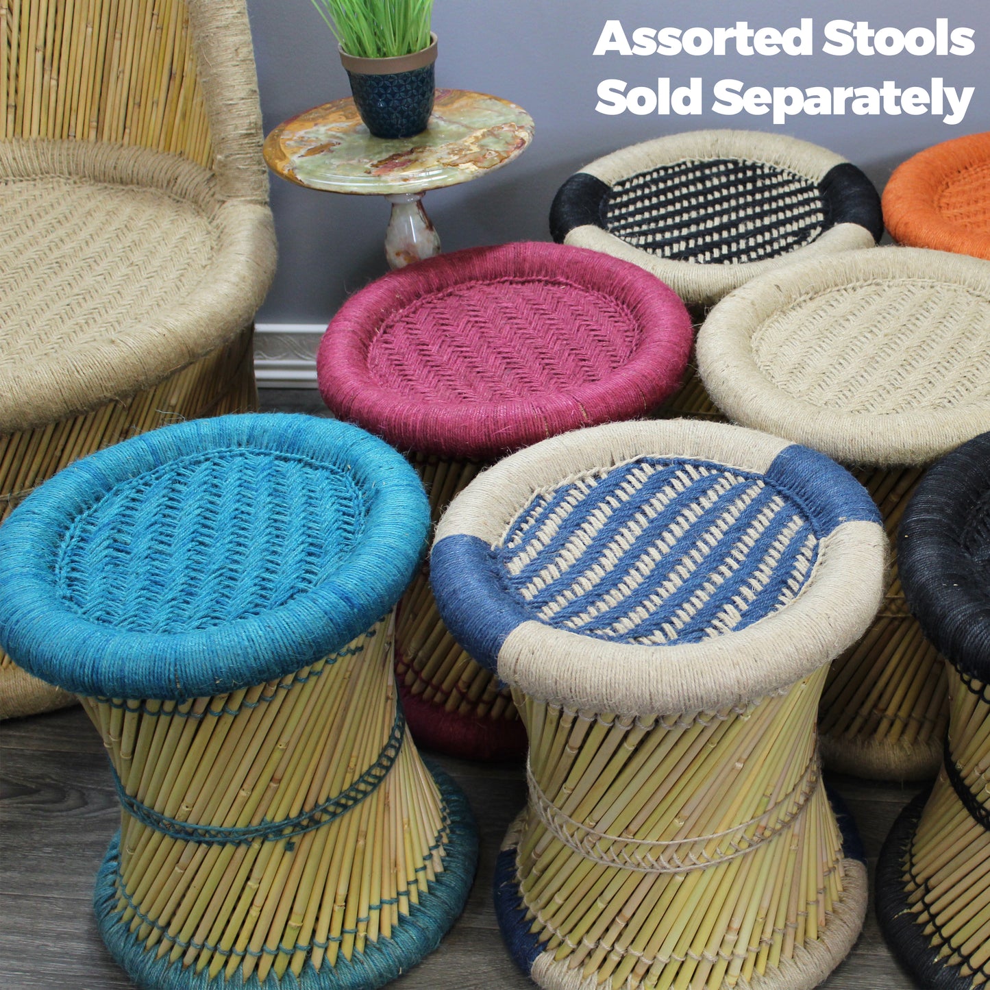 Natural Geo Handwoven Jute Decorative Large Chair - Set of 2