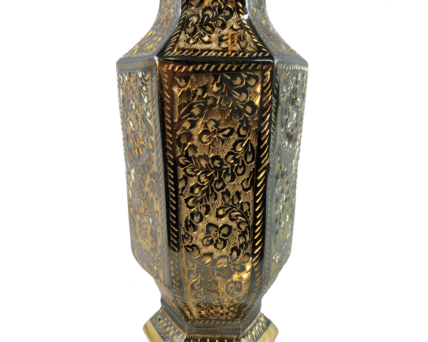 Natural Geo Brass Hexagonal Vintage Bottle Decor