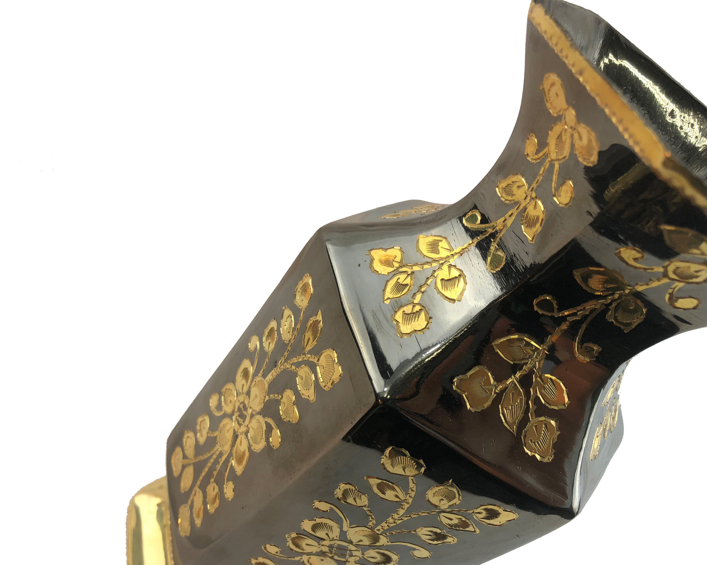 Natural Geo Brass Hexagonal Floral Bottle Decor