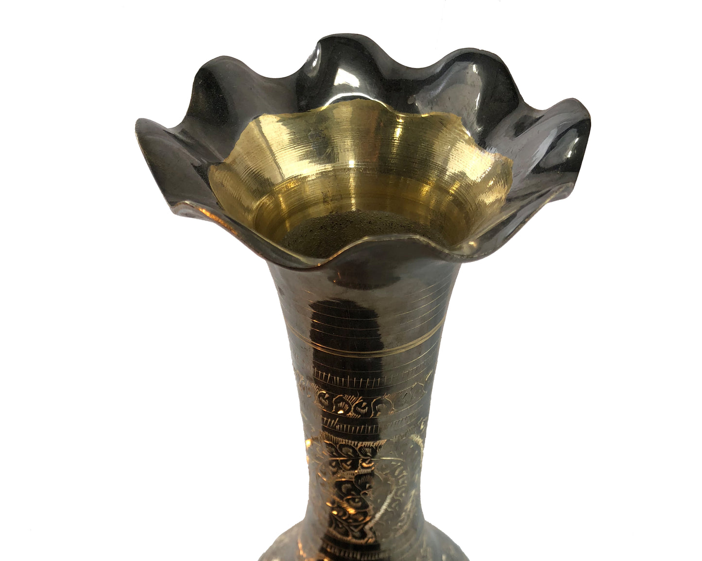 Natural Geo Brass Vintage Black/Gold Table Vase