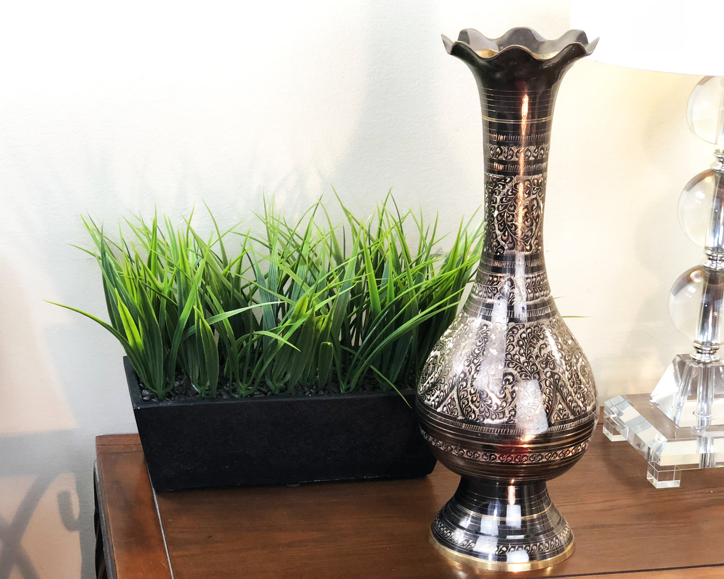 Natural Geo Brass Vintage Black/Gold Table Vase