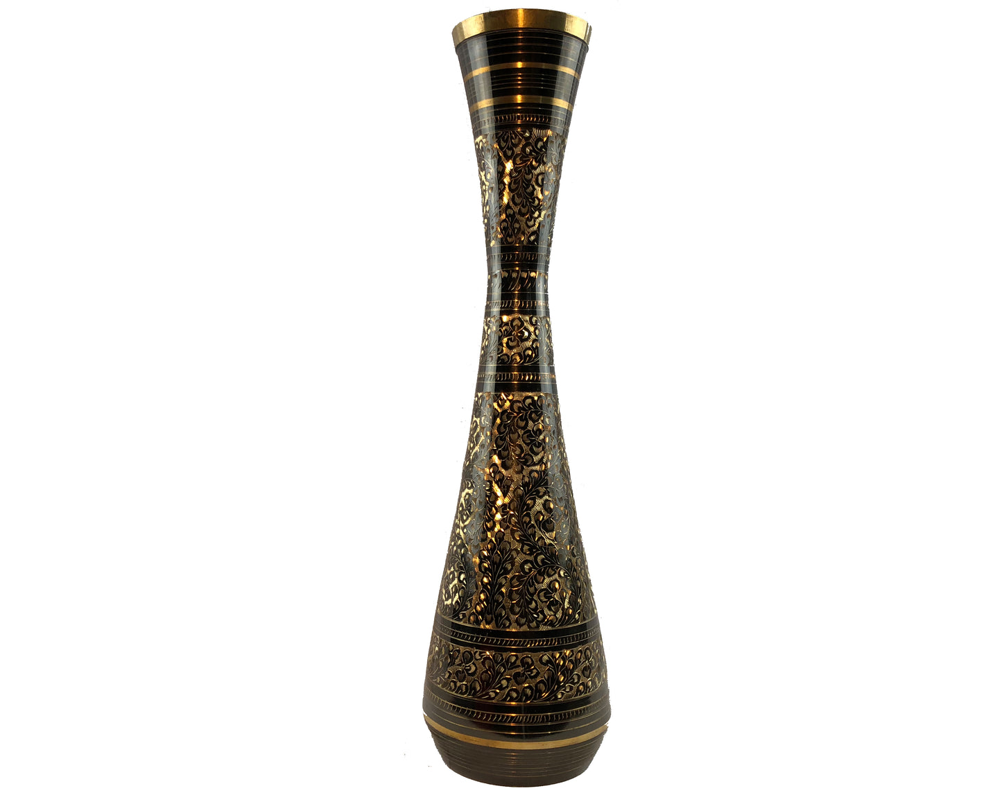 Natural Geo Brass Floral Black/Gold Table Vase