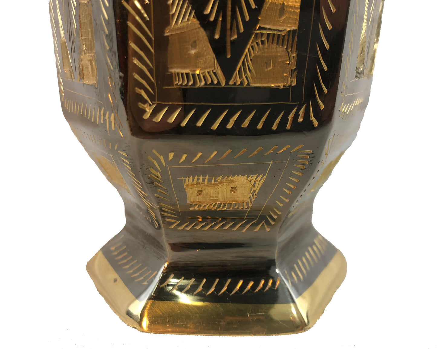 Natural Geo Brass Hexagonal Leaf Bottle Decor