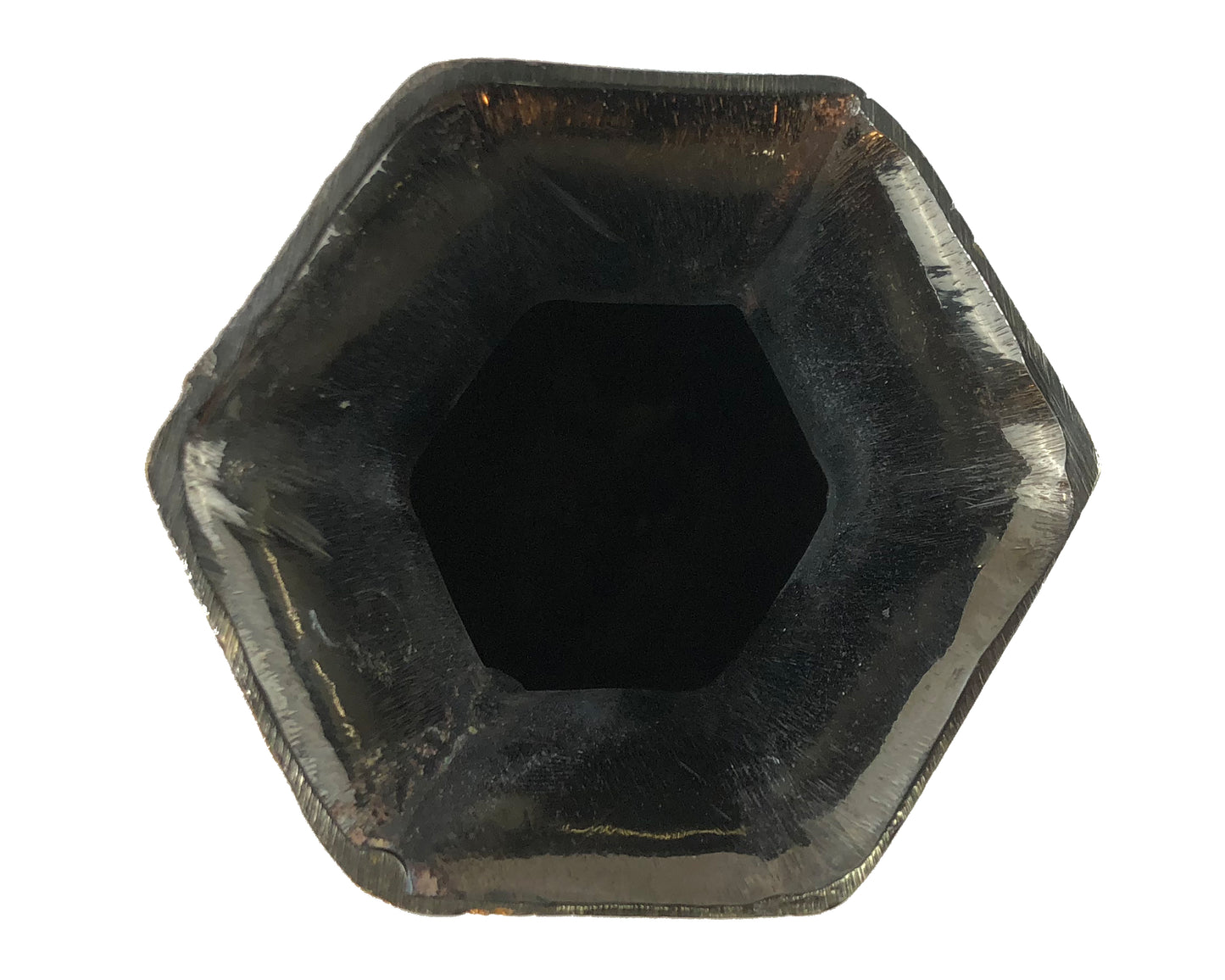 Natural Geo Brass Hexagonal Leaf Bottle Decor