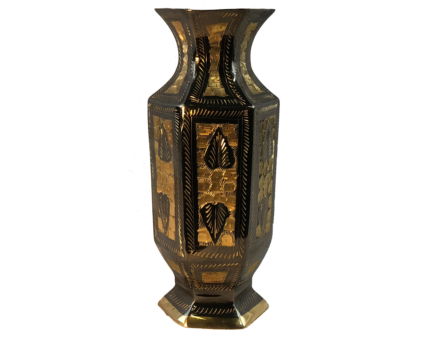 Natural Geo Brass Hexagonal Leaf Bottle Decor