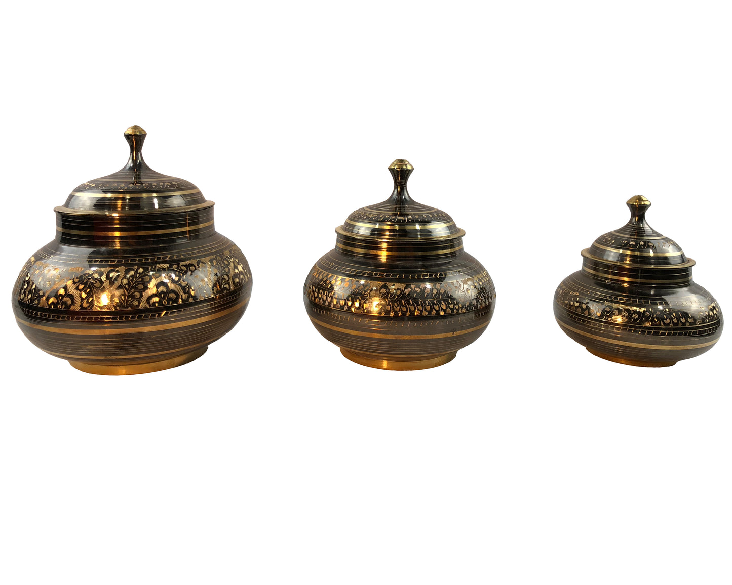 Natural Geo 6 Piece Brass Pot Decor Set