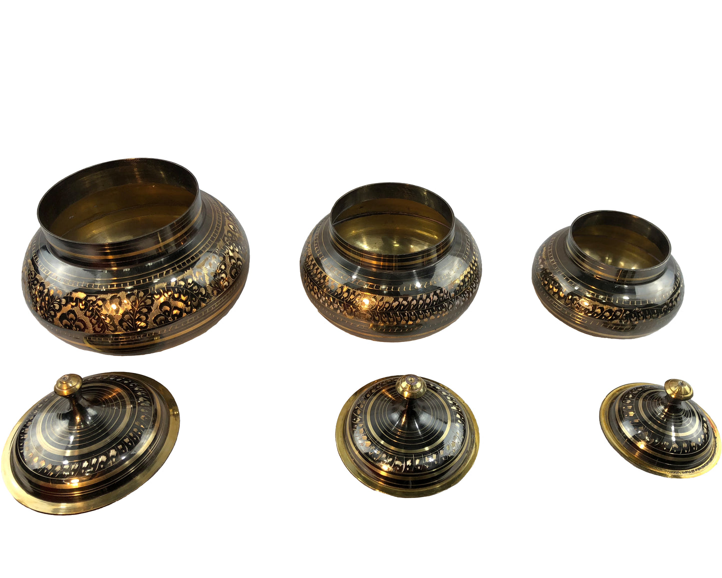 Natural Geo 6 Piece Brass Pot Decor Set