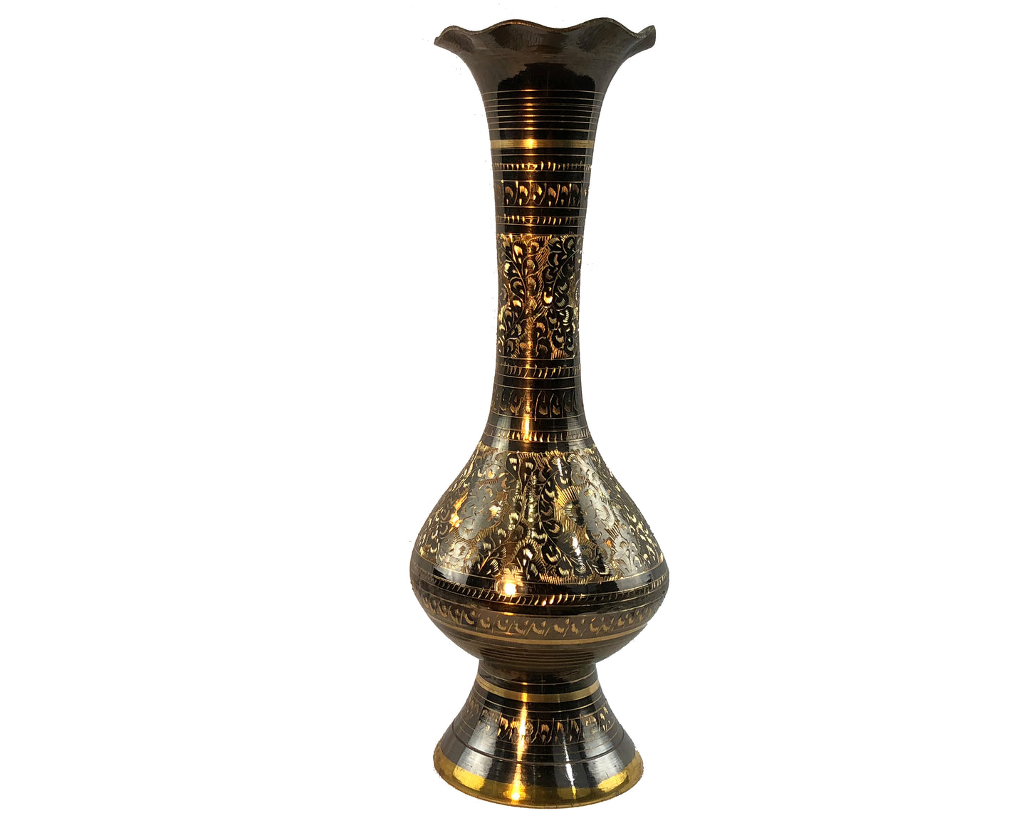 Natural Geo Brass Elegant Black/Gold 10" Table Vase