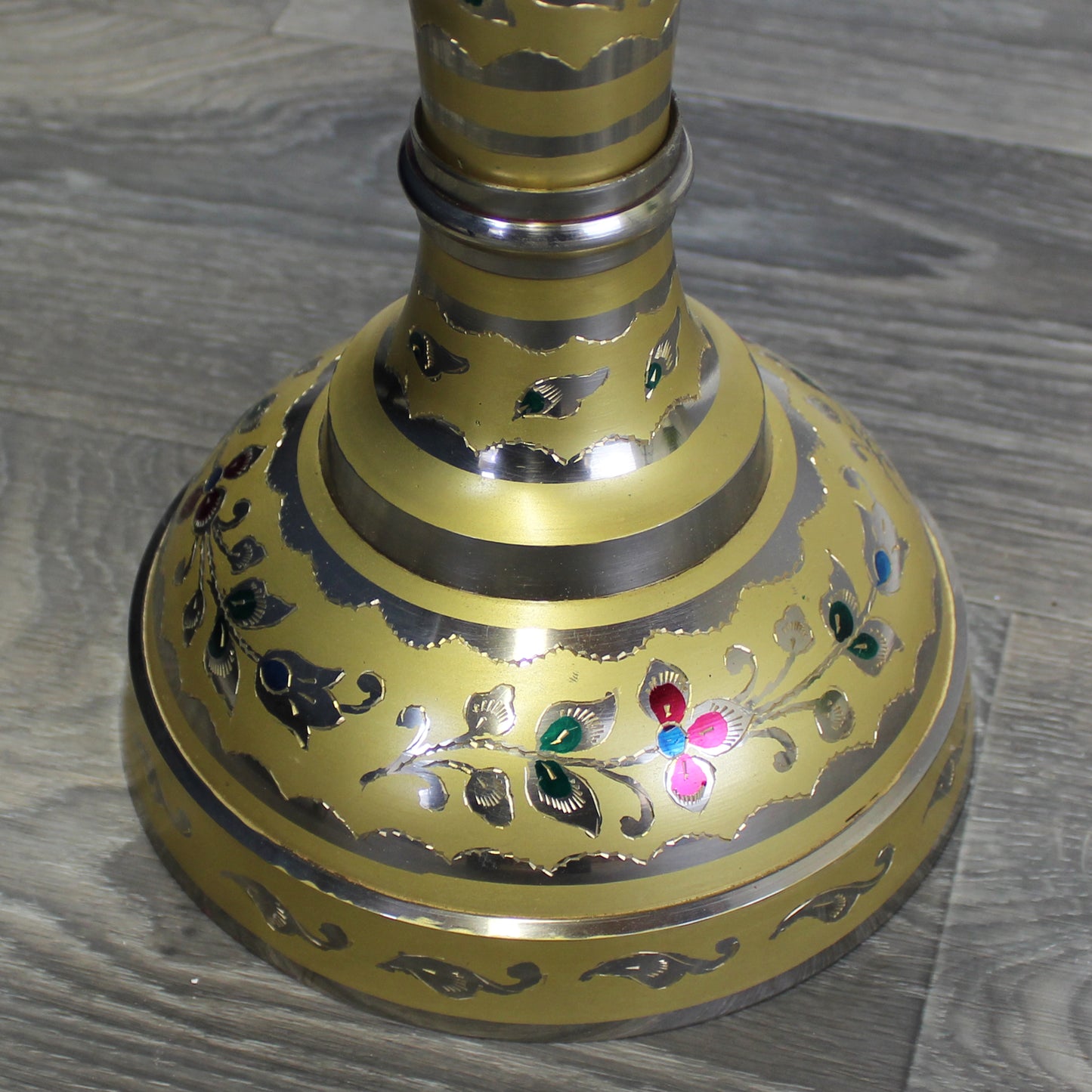 Natural Geo Decorative Brass 30" Yellow/Gold Floral Floor Vase