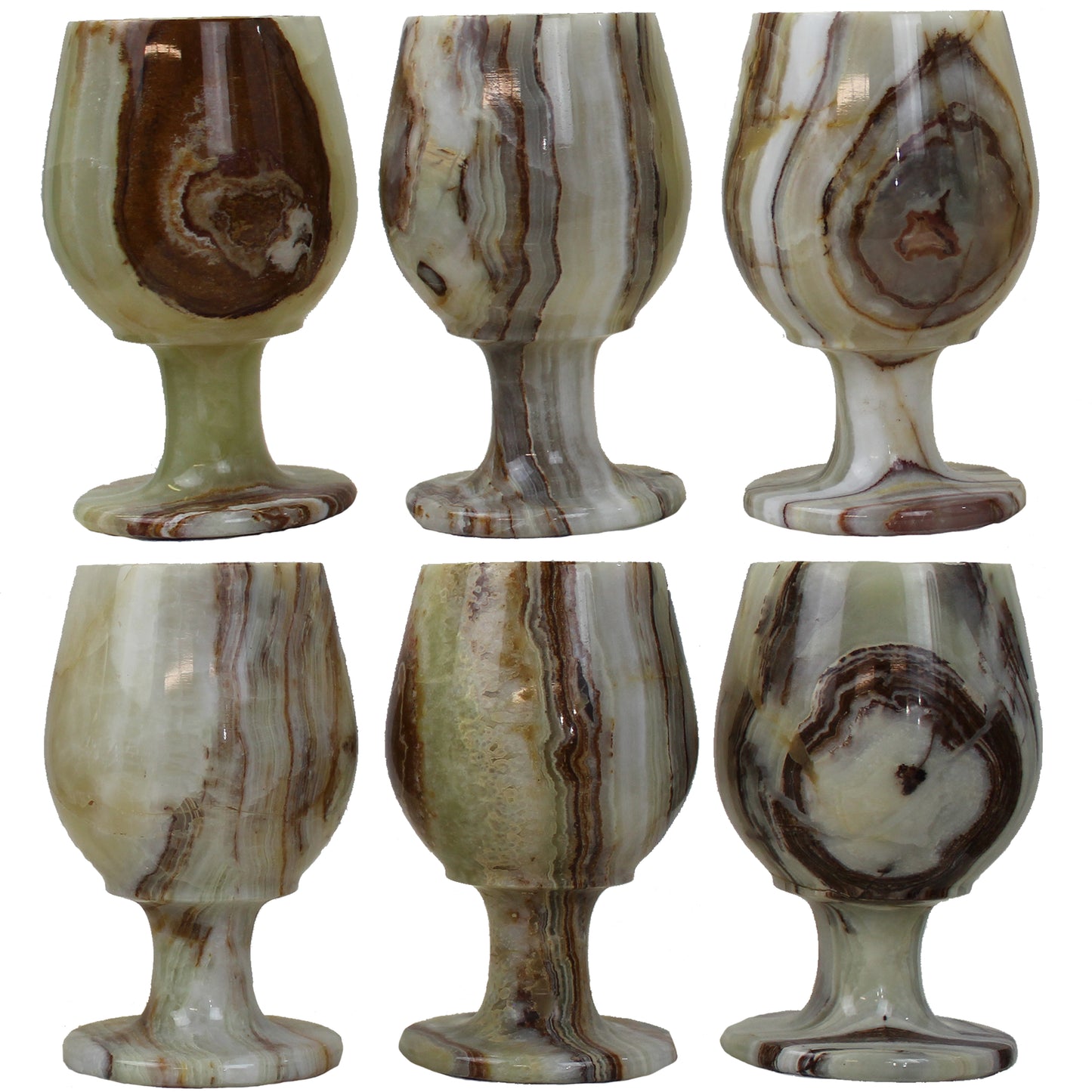 Natural Geo Decorative Handcrafted Onyx Glass (Set of 6)