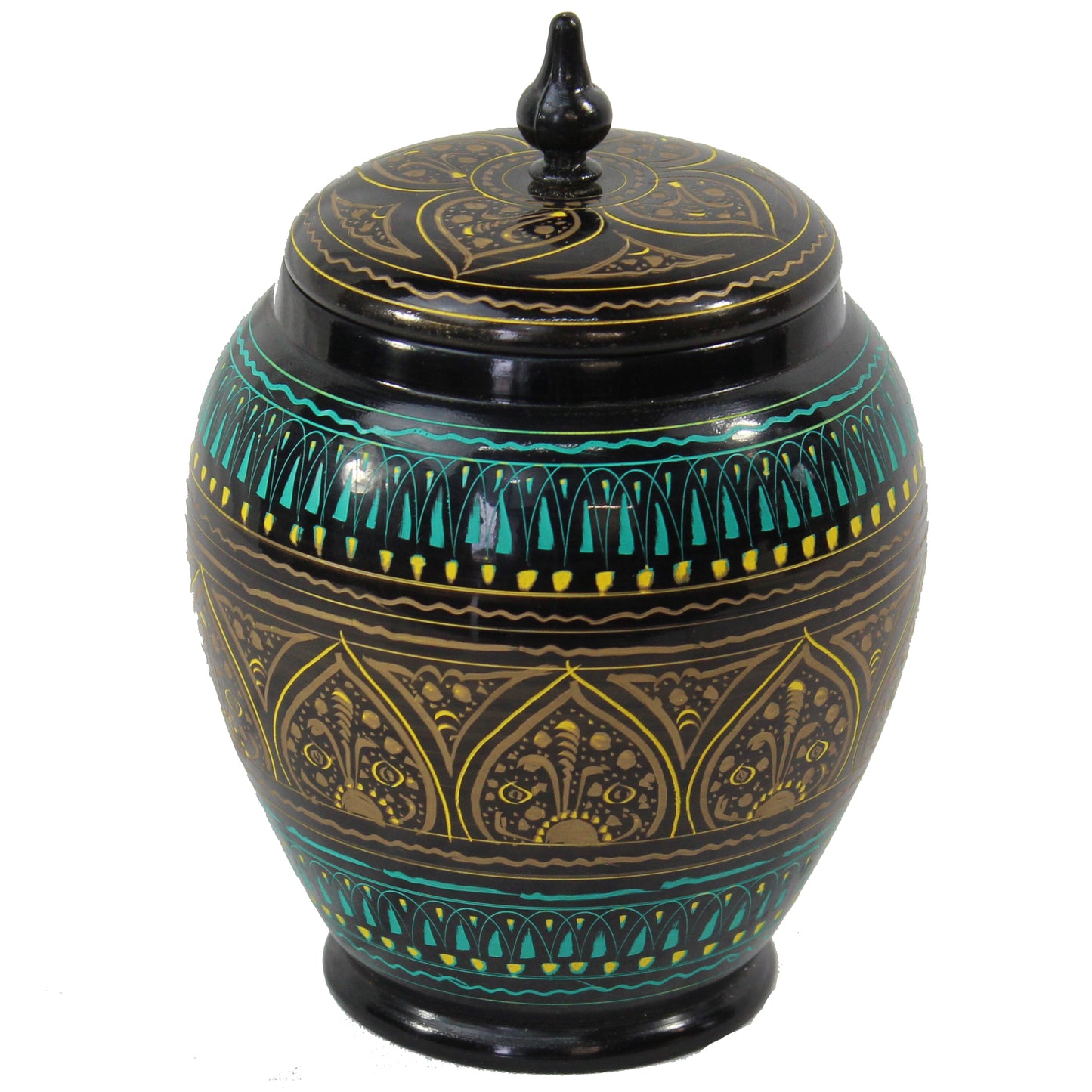 Natural Geo Turquoise/Gold 7" Rosewood Jar