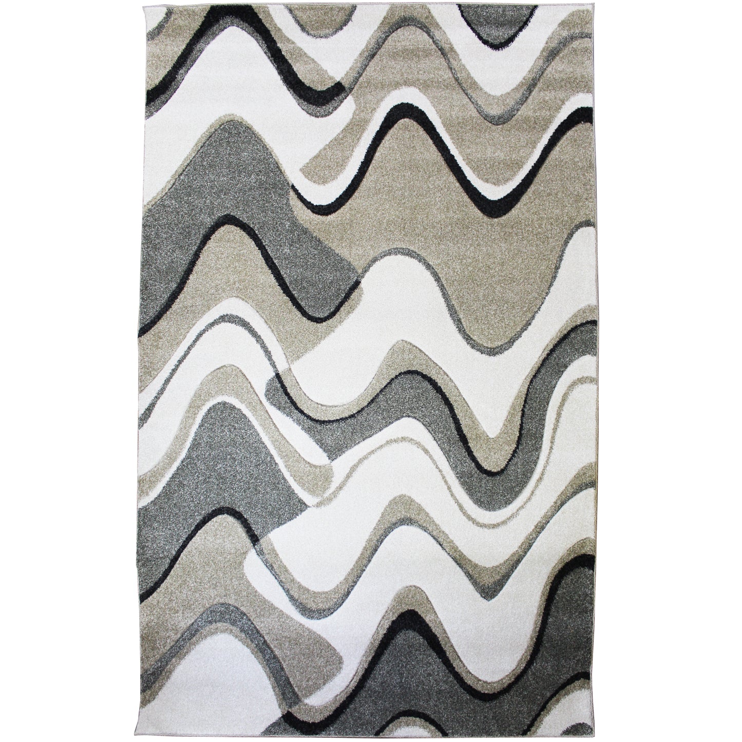 Natural Geo Jasmine Modern Wavy Abstract Ivory/Gray Area Rug