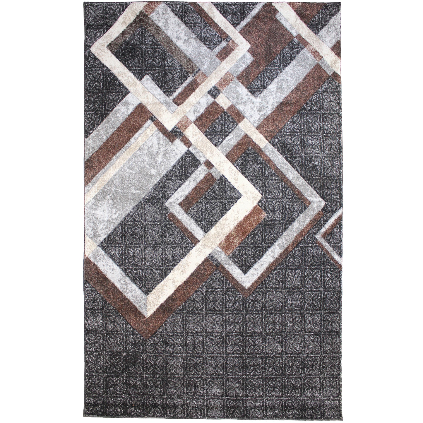 Natural Geo Jasmine Modern Diamond Abstract Black/Brown Area Rug