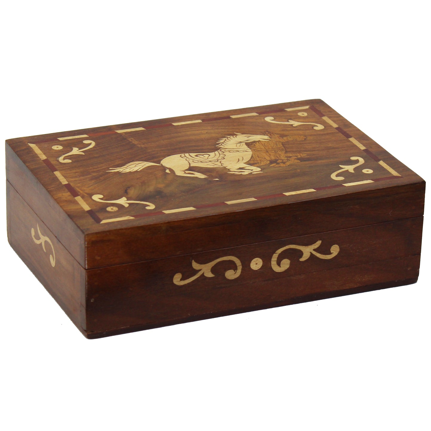 Natural Geo Handmade Rosewood Horse Wooden Decorative Box