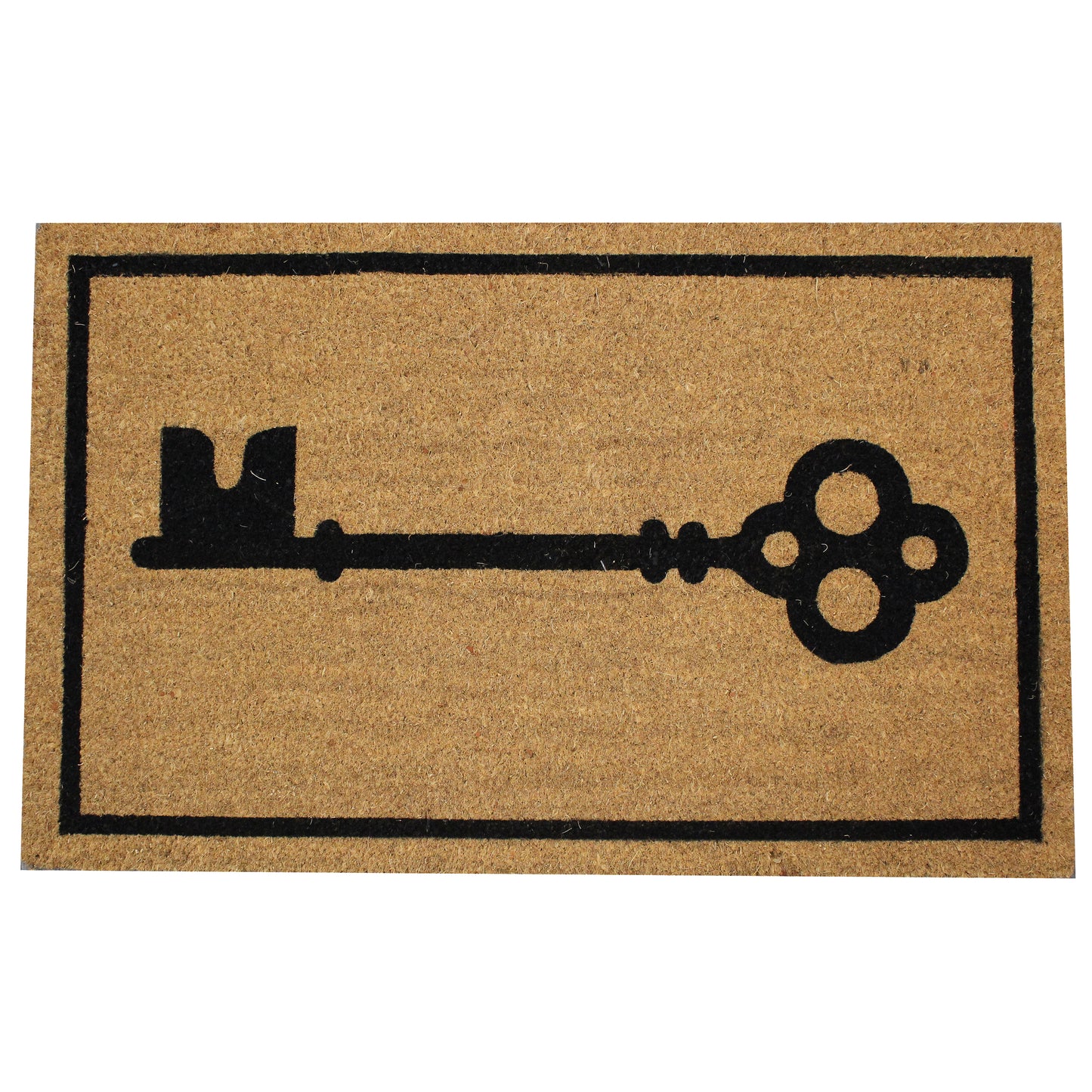 Natural Geo Island Home Key Black/Beige Natural Coir Door Mat 20 x 31"