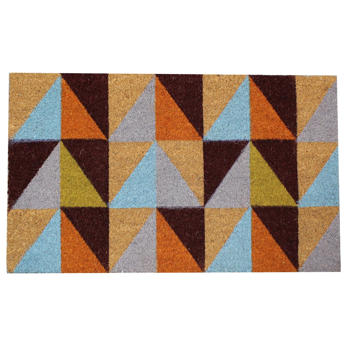 Natural Geo Island Triangles Multicolored Natural Coir Door Mat 18 x 30"