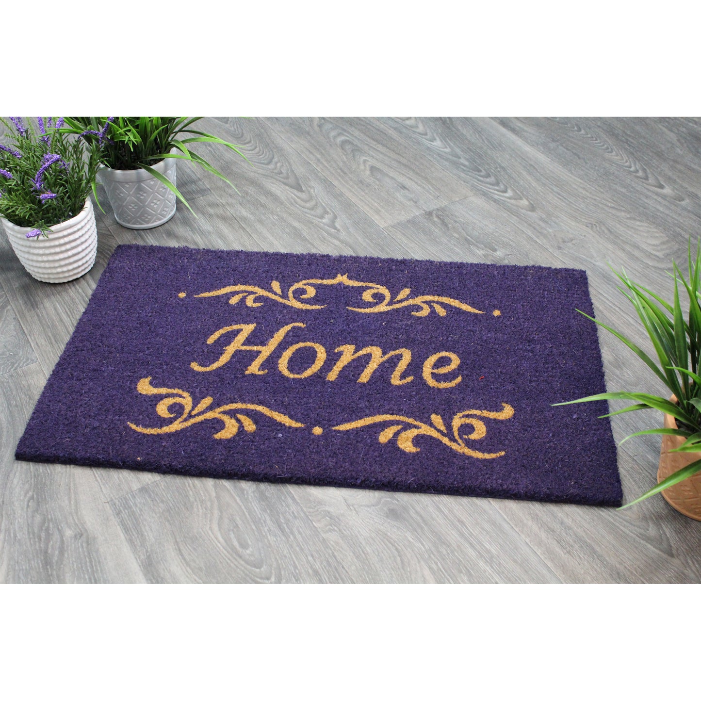 Natural Geo Island Classic Home Purple Natural Coir Door Mat 18 x 30"