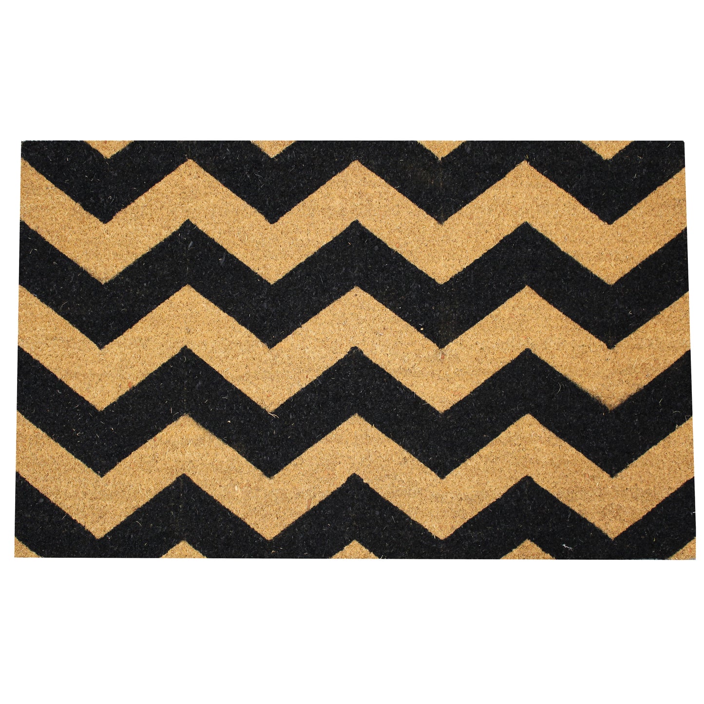 Natural Geo Island Chevron Black/Beige Natural Coir Door Mat 20 x 31"