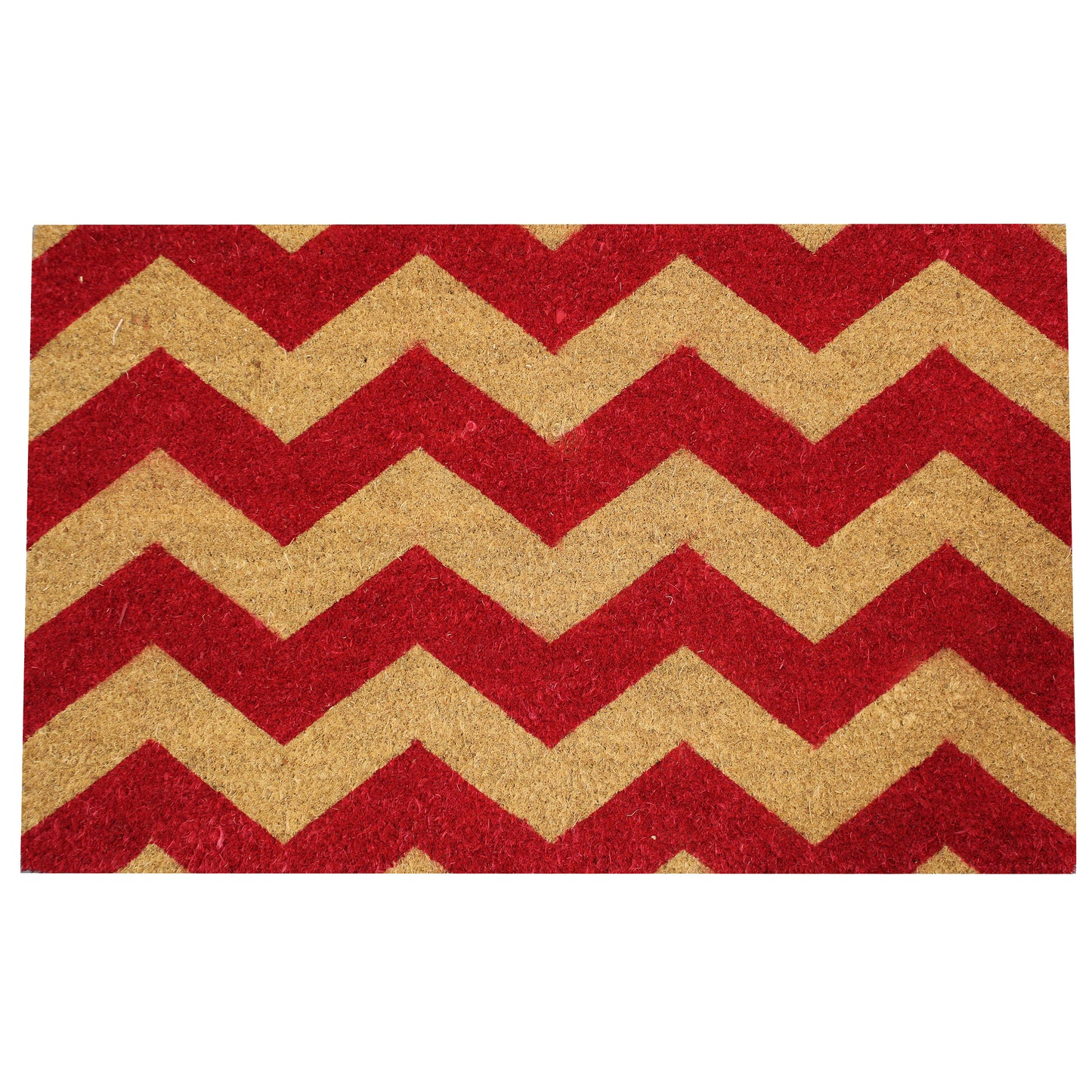 Natural Geo Island Chevron Black/Red Natural Coir Door Mat 20 x 31"