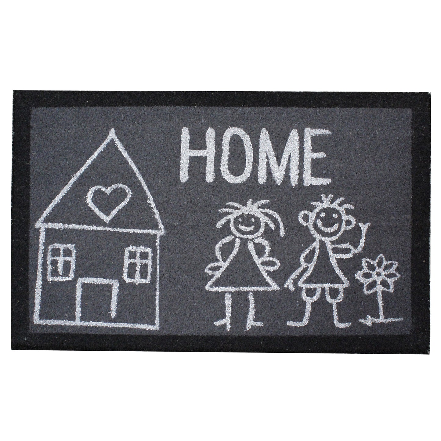 Natural Geo Island Loving Family Home Gray/White Natural Coir Door Mat 20 x 31"