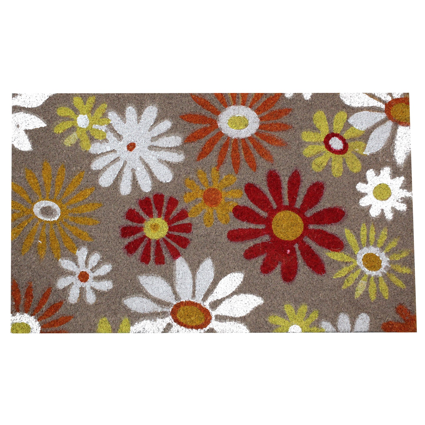 Natural Geo Island Sunflower Floral Multicolored Natural Coir Door Mat 18 x 30"