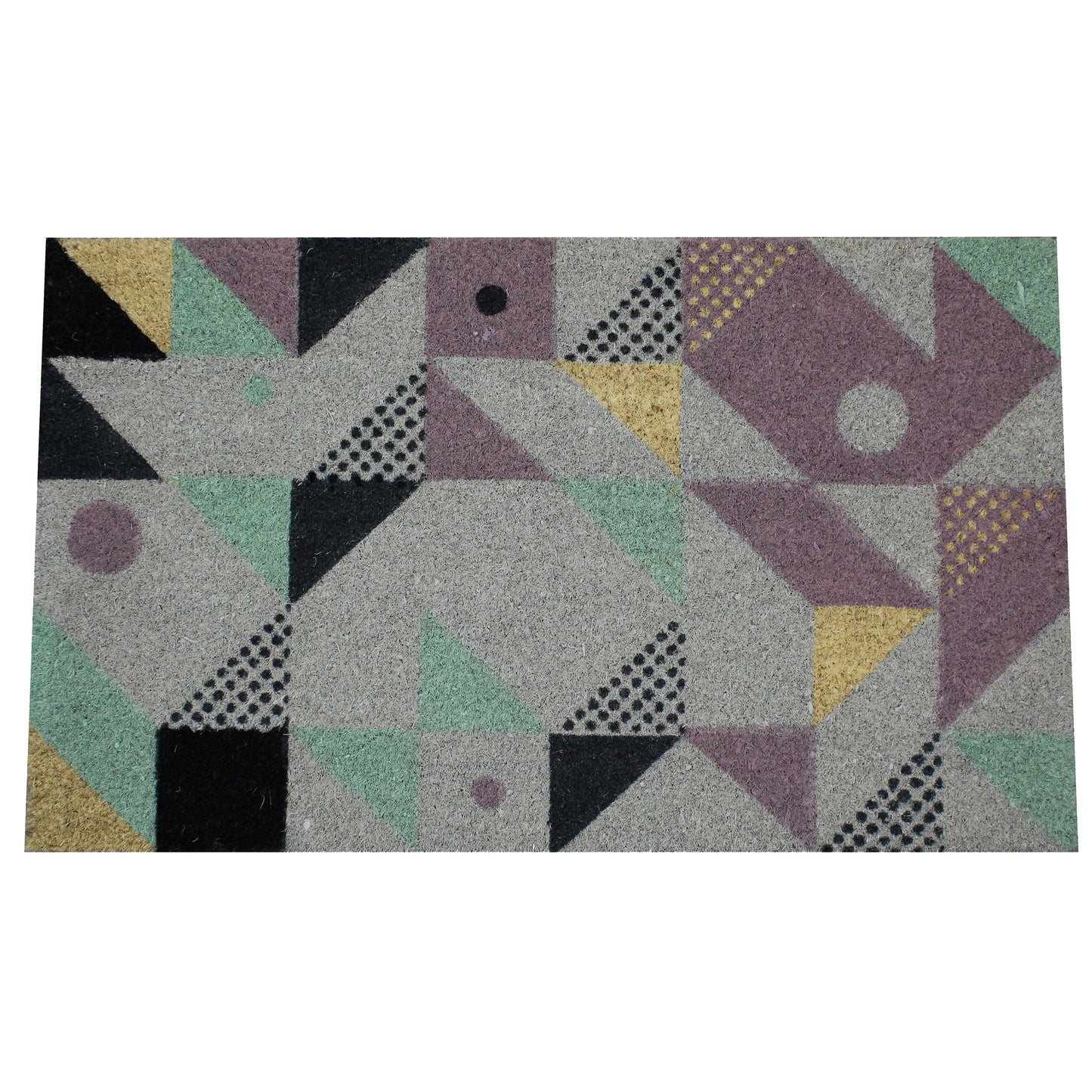 Natural Geo Island Geometric Shapes Multicolored Natural Coir Door Mat 18 x 30"