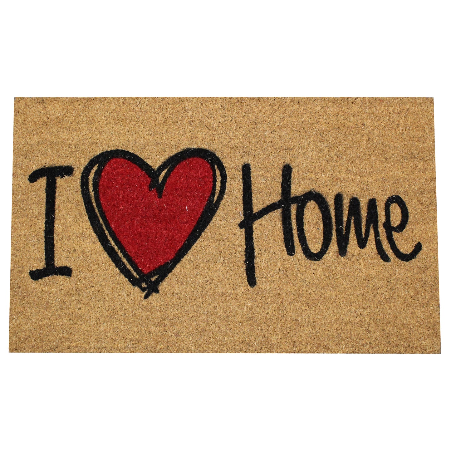 Natural Geo Island Heart Home Beige/Red Natural Coir Door Mat 18 x 30"