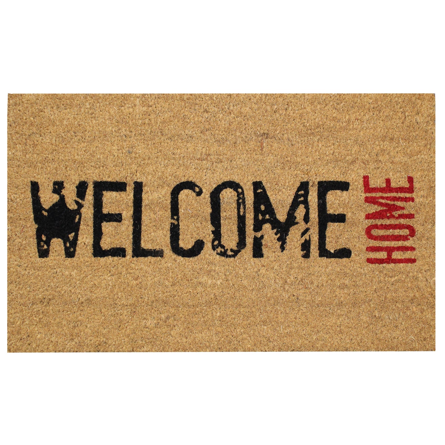 Natural Geo Island Welcome Home Black/Red Natural Coir Door Mat 18 x 30"