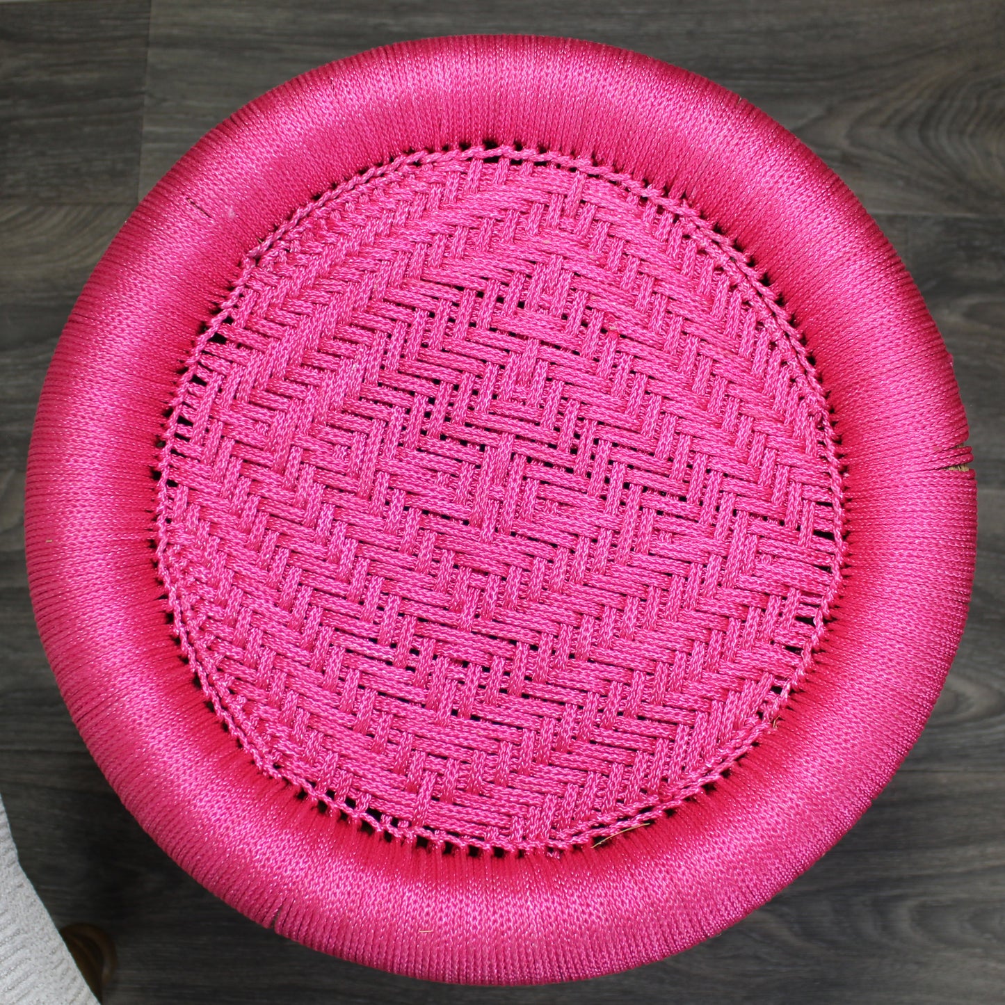 Natural Geo Moray Handwoven Nylon Decorative Accent Stool - Pink