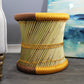 Natural Geo Handwoven Moray Yellow Accent Stool