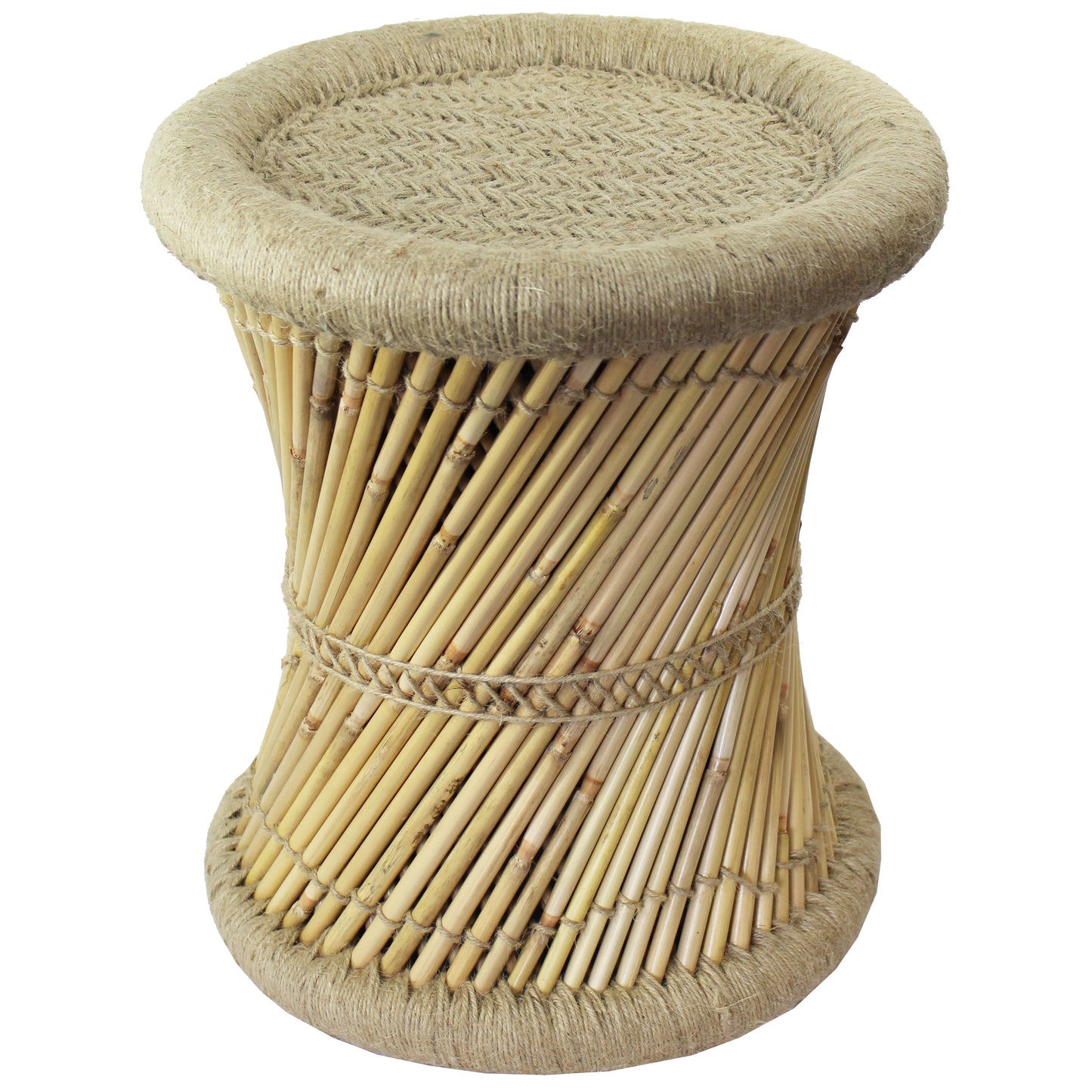 Natural Geo Moray Decorative Handwoven Jute Accent Stool (Set of 2)