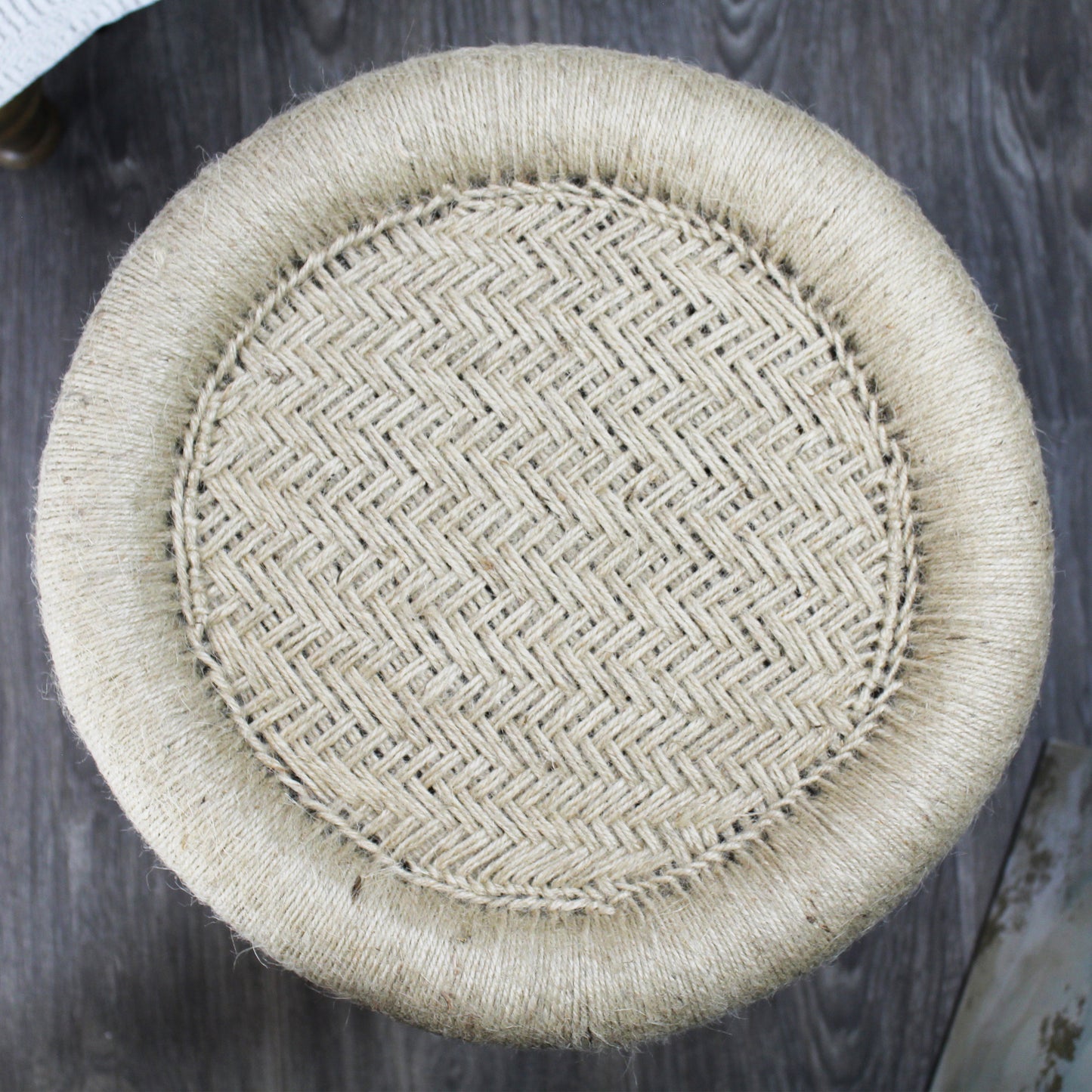 Natural Geo Moray Decorative Handwoven Jute Accent Stool (Set of 2)