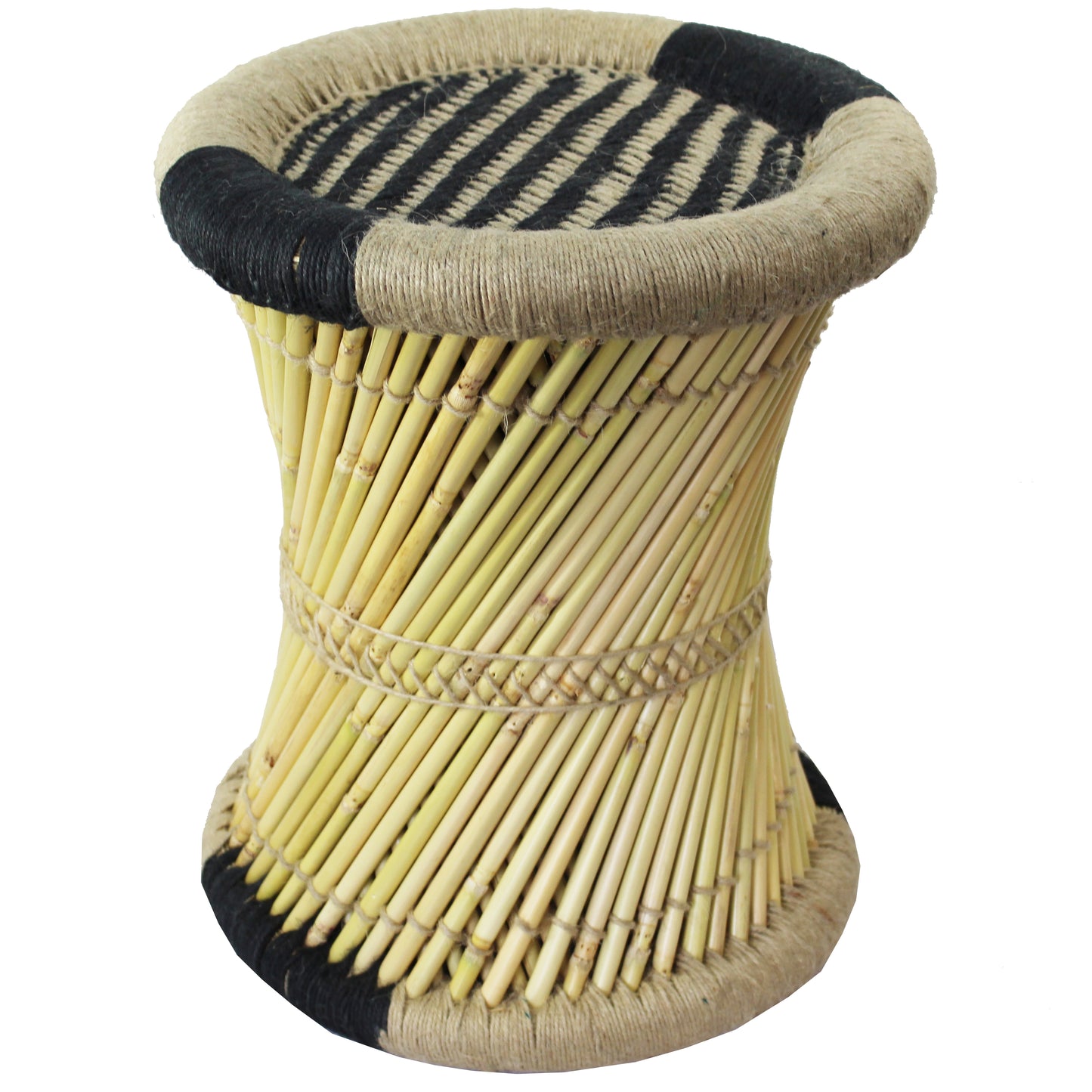 Natural Geo Moray Decorative Handwoven Jute Accent Stool (Set of 2)