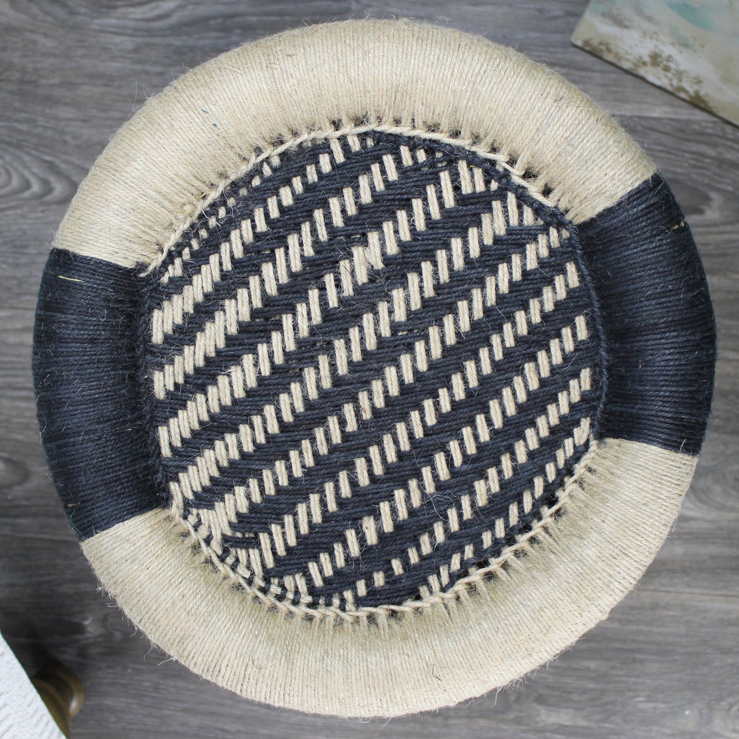 Natural Geo Moray Decorative Handwoven Jute Accent Stool (Set of 2)