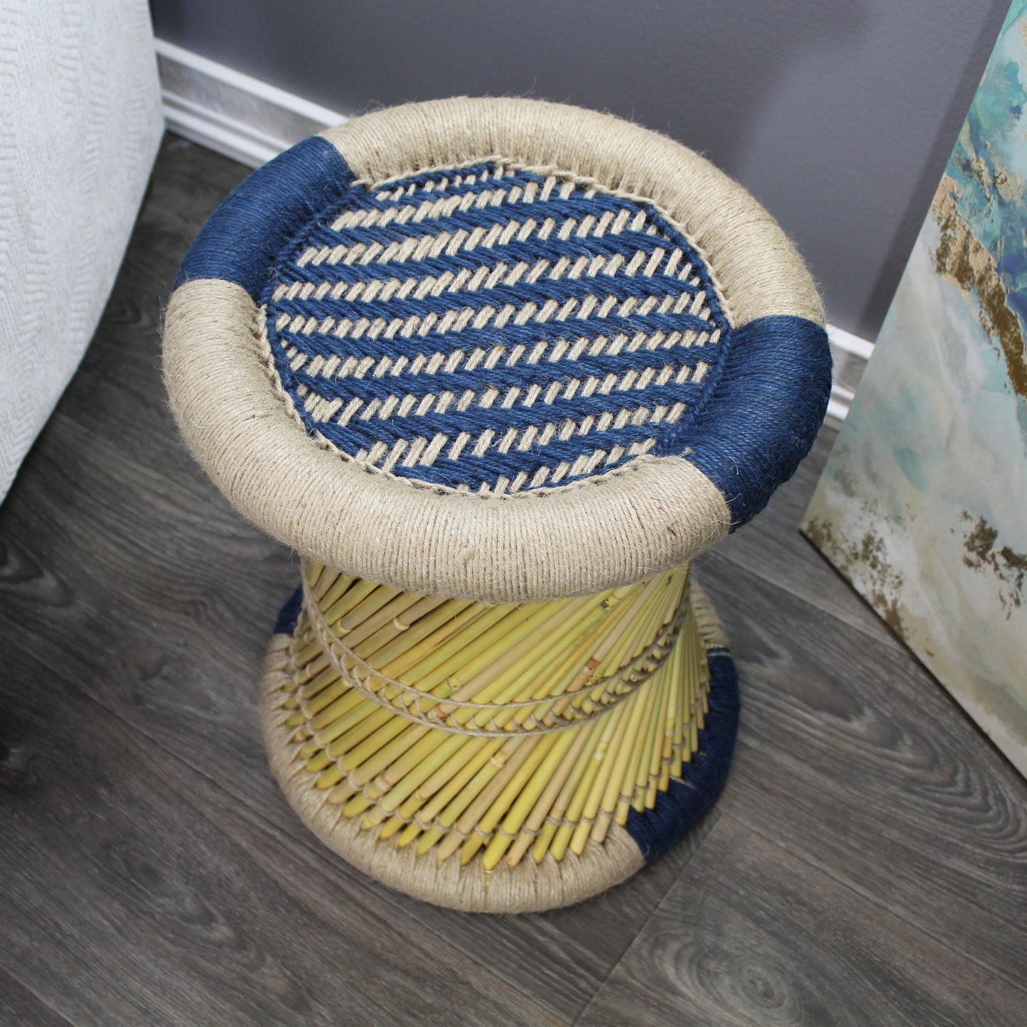 Natural Geo Moray Decorative Handwoven Jute Accent Stool (Set of 2)