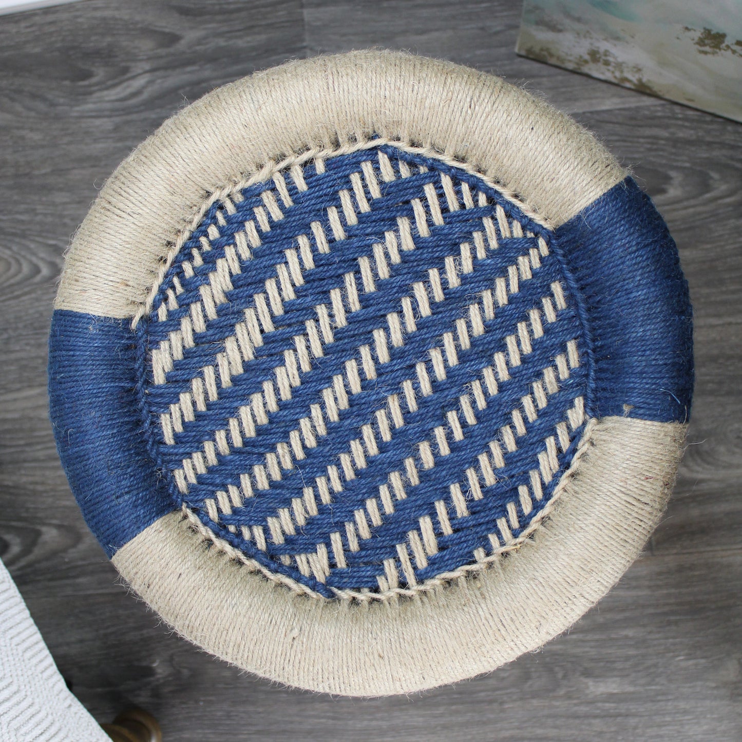 Natural Geo Moray Decorative Handwoven Jute Accent Stool (Set of 2)