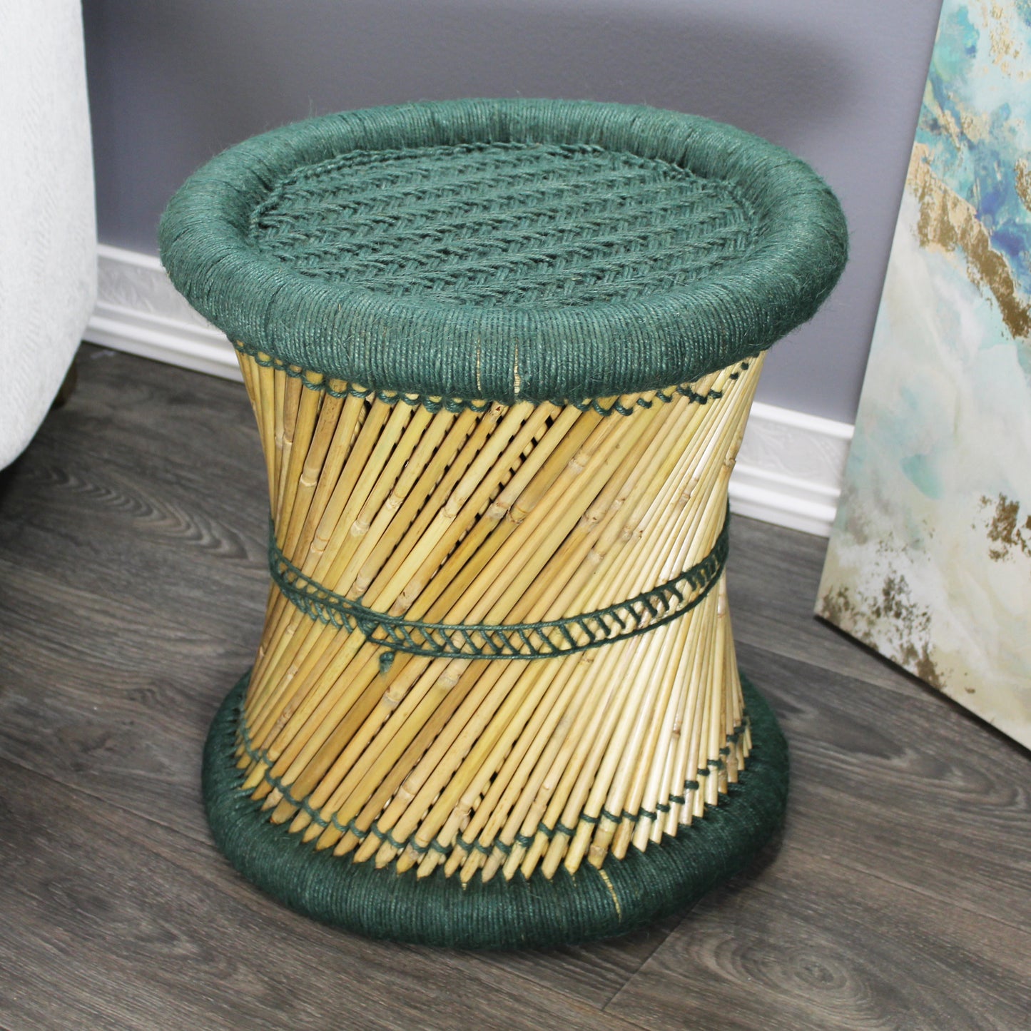 Natural Geo Moray Decorative Handwoven Jute Accent Stool (Set of 2)