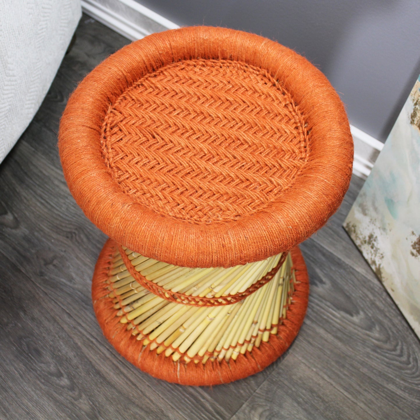 Natural Geo Moray Decorative Handwoven Jute Accent Stool (Set of 2)