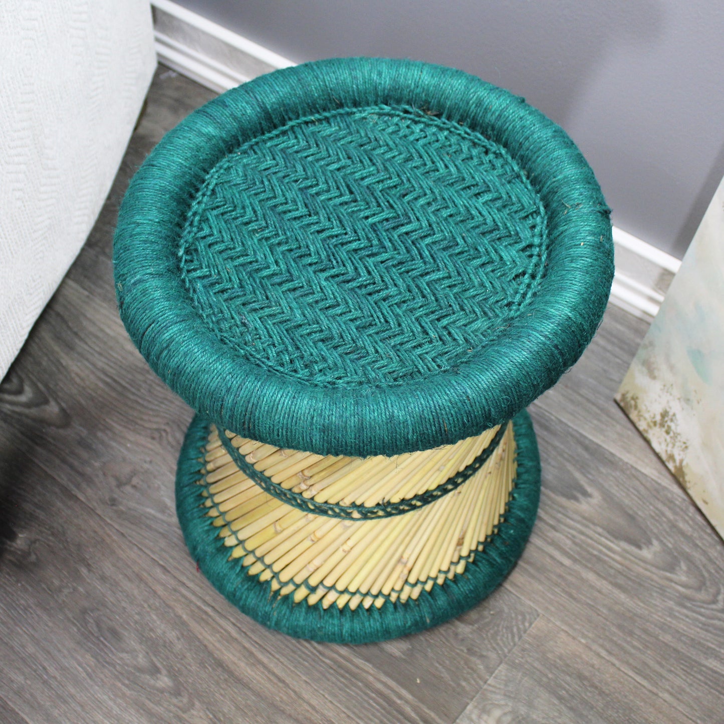 Natural Geo Moray Decorative Handwoven Jute Accent Stool (Set of 2)