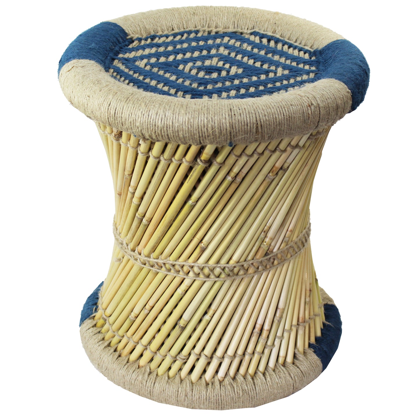 Natural Geo Moray Decorative Handwoven Jute Accent Stool (Set of 2)