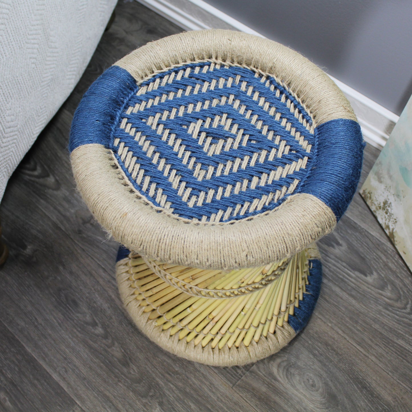 Natural Geo Moray Decorative Handwoven Jute Accent Stool (Set of 2)