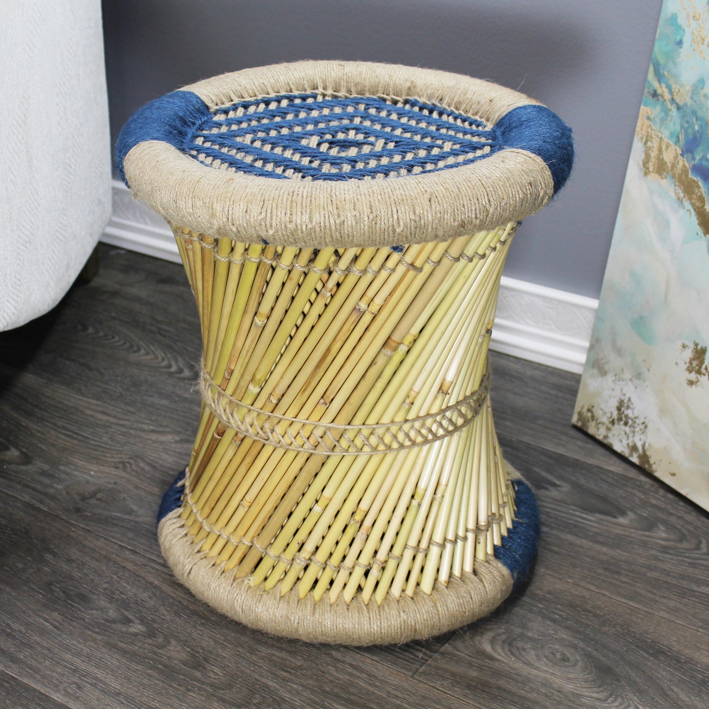 Natural Geo Moray Decorative Handwoven Jute Accent Stool (Set of 2)