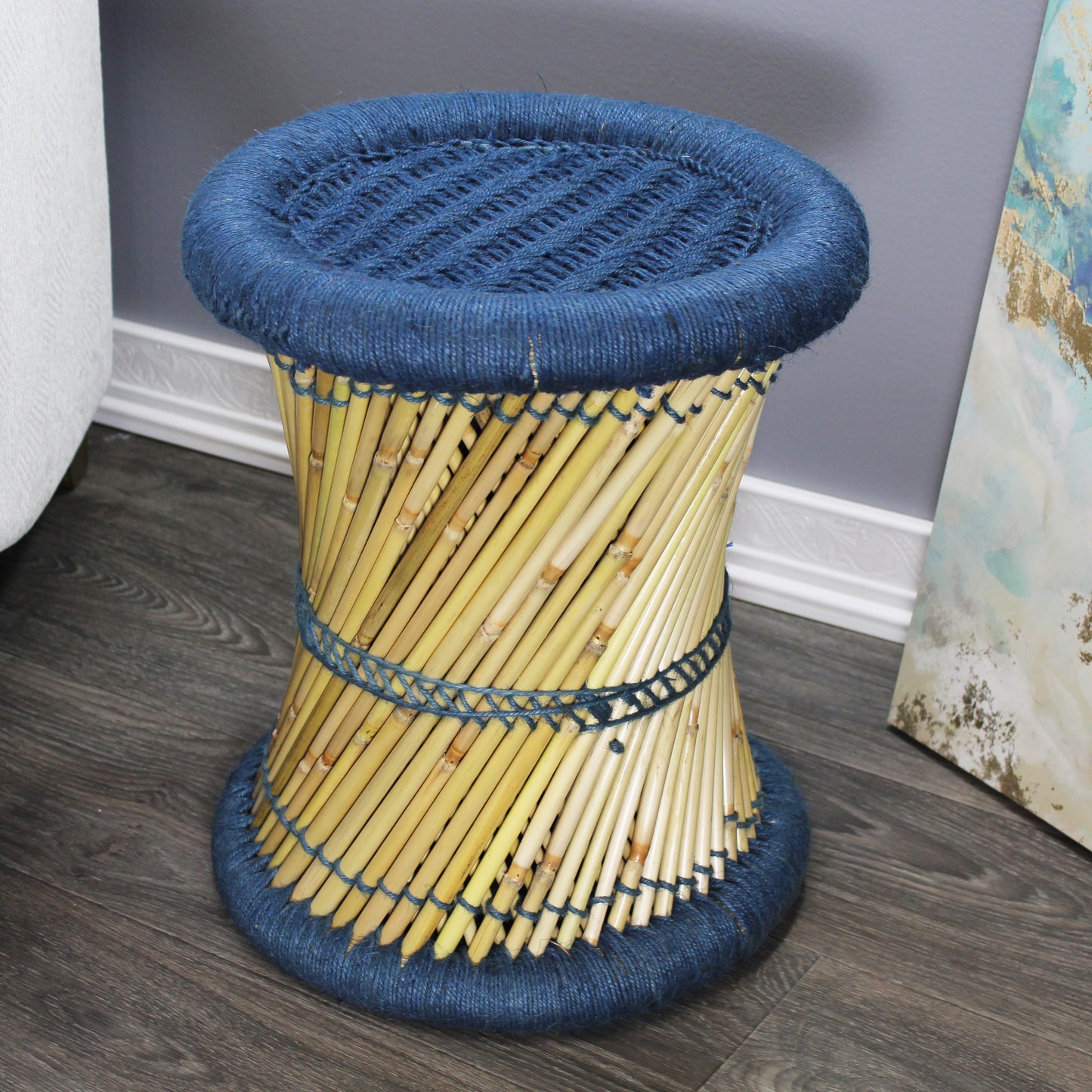 Natural Geo Moray Decorative Handwoven Jute Accent Stool (Set of 2)