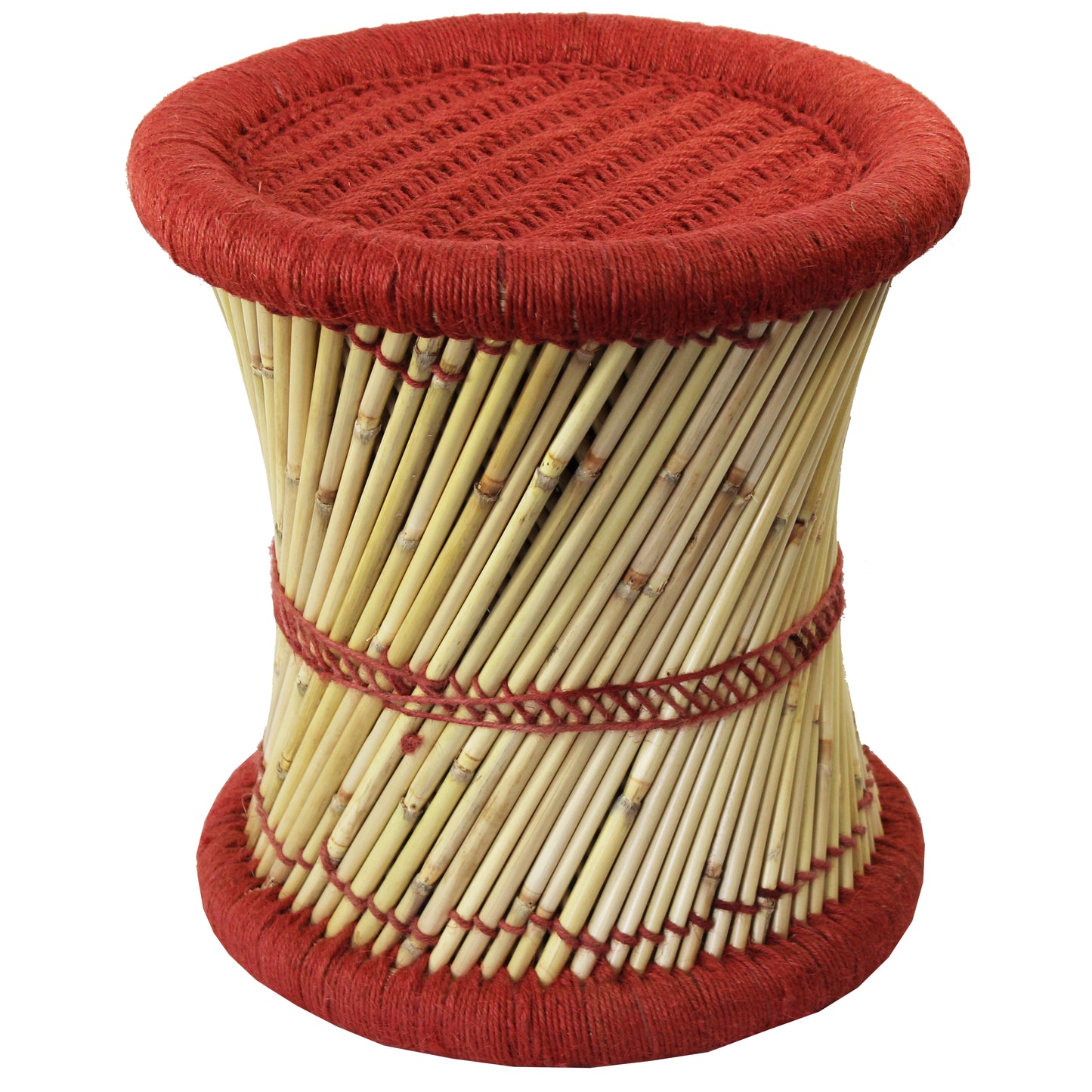 Natural Geo Moray Decorative Handwoven Jute Accent Stool (Set of 2)