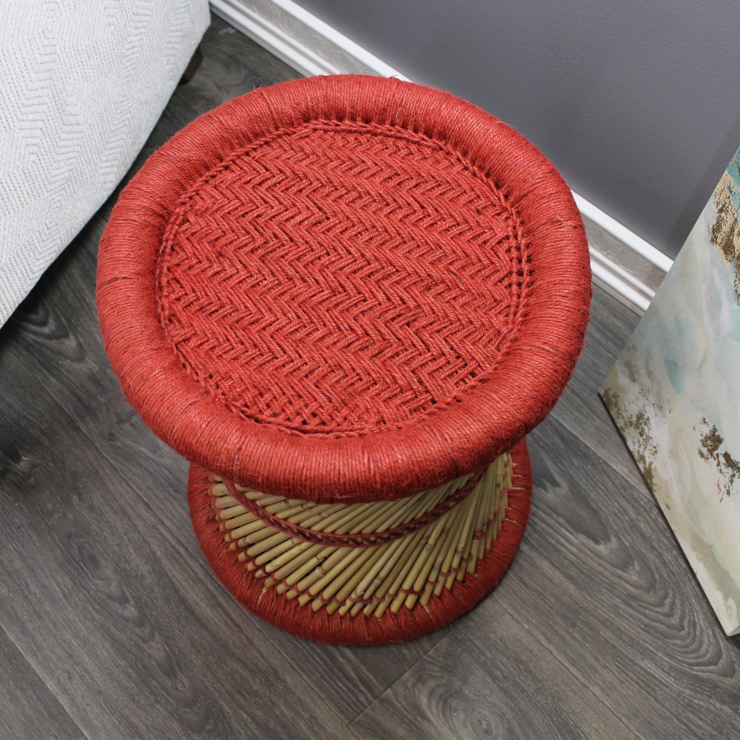 Natural Geo Moray Decorative Handwoven Jute Accent Stool (Set of 2)